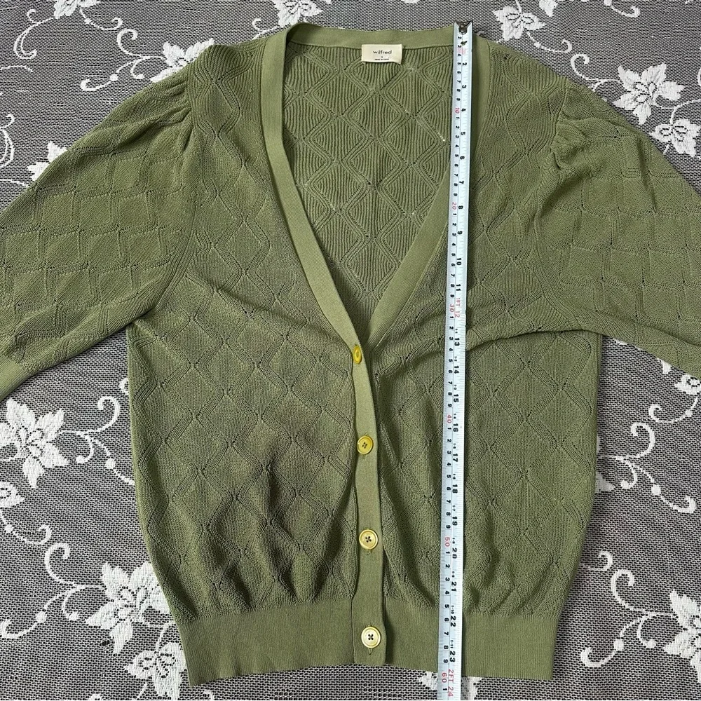 Aritzia Wilfred Dainty Cardigan Green Sz Small - Picture 5 of 11
